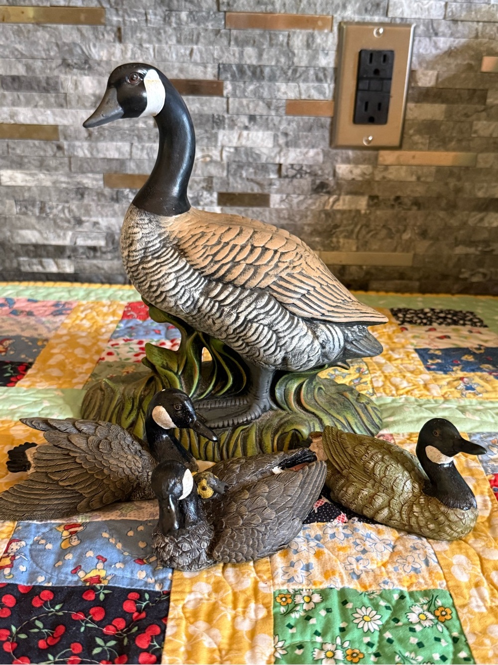 Vintage Cottage Core Canada Goose Family 4 Figurines